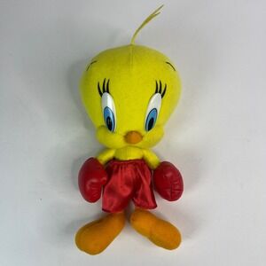 Vintage 2001 Looney Tunes Tweety Bird Plush Toy Boxing Gloves Red Shorts Stuffie